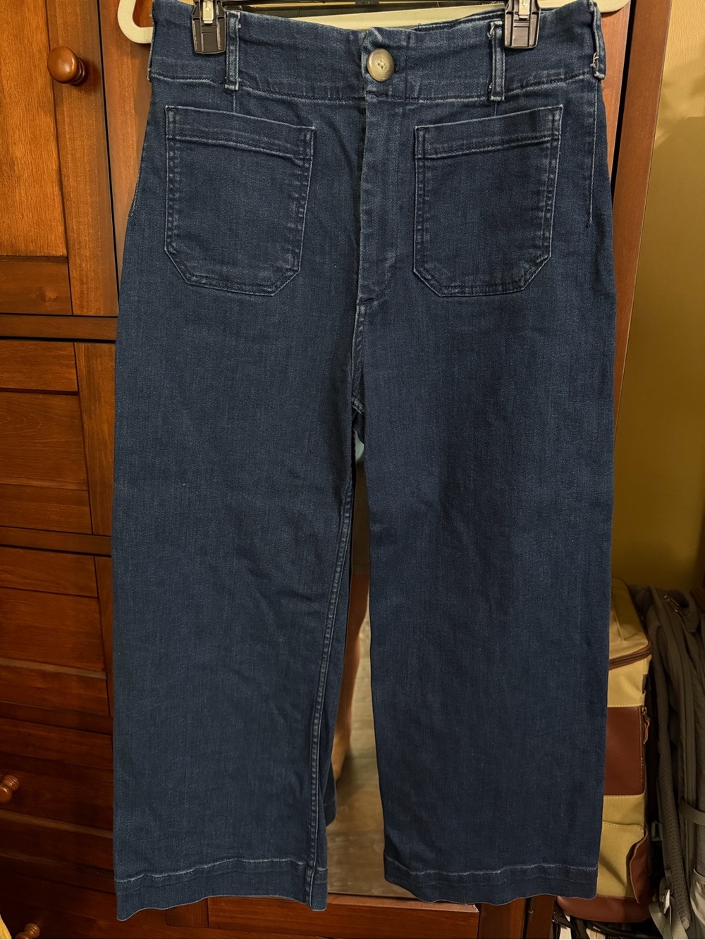 Anthropologie Maeve The Colette Cropped Wide Leg Jeans Dark Wash Size 30